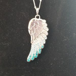 Teal ombre wing locket